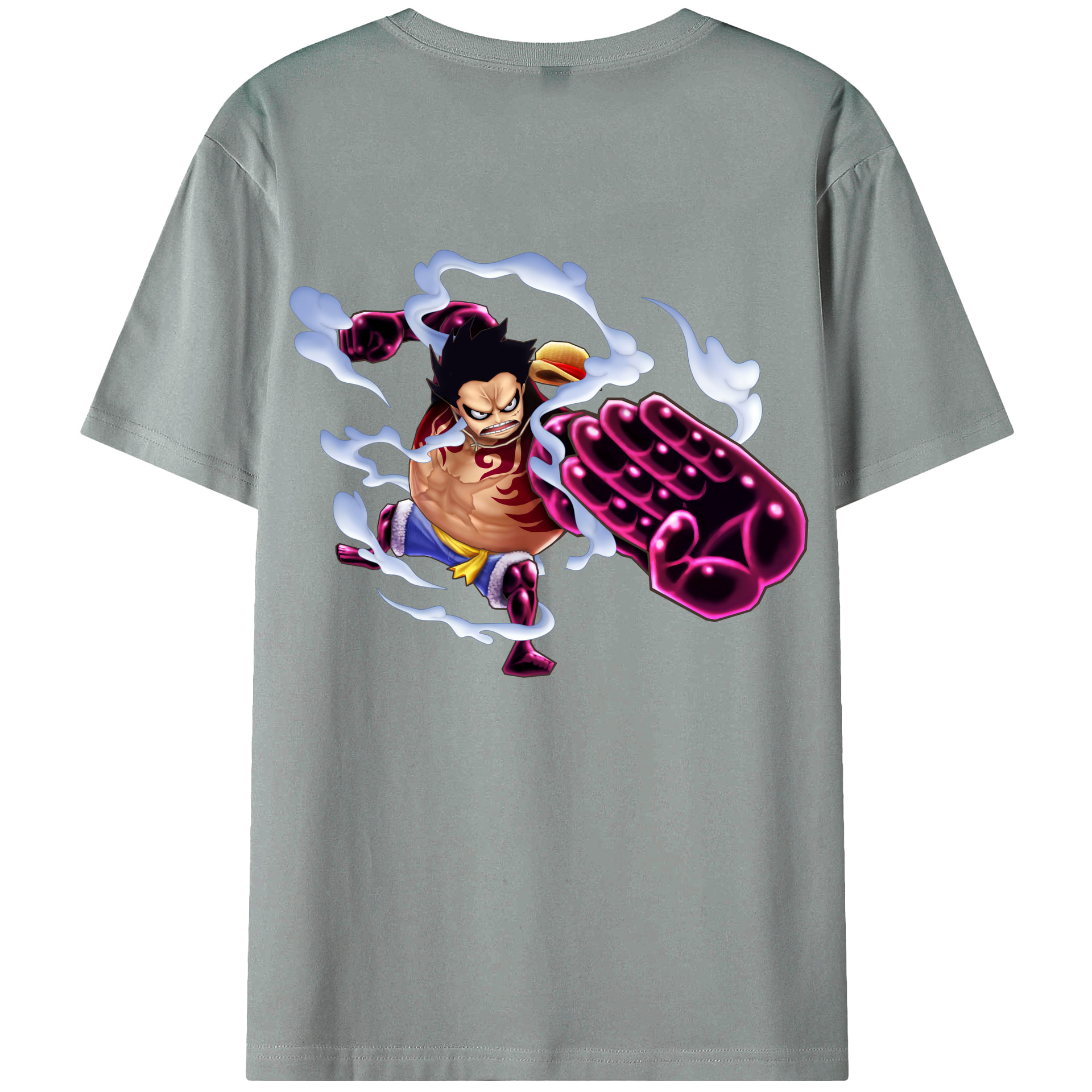 ワンピース モンキー・D・ルフィ ONE PIECE Monkey D. Luffy 綿100％ メンズ半袖Tシャツ（バックプリント） 通気性
